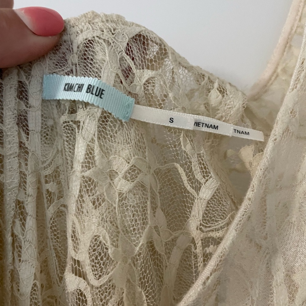 Urban Outfitters Cream Lace Fit-and-Flare Dress - Picture 8 of 9